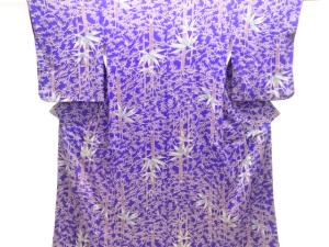 アンティーク　錦紗竹笹模様着物